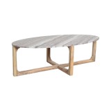 OVAL CAFE TABLE MARBLE FANTASY BROWN TEAK BASE 120